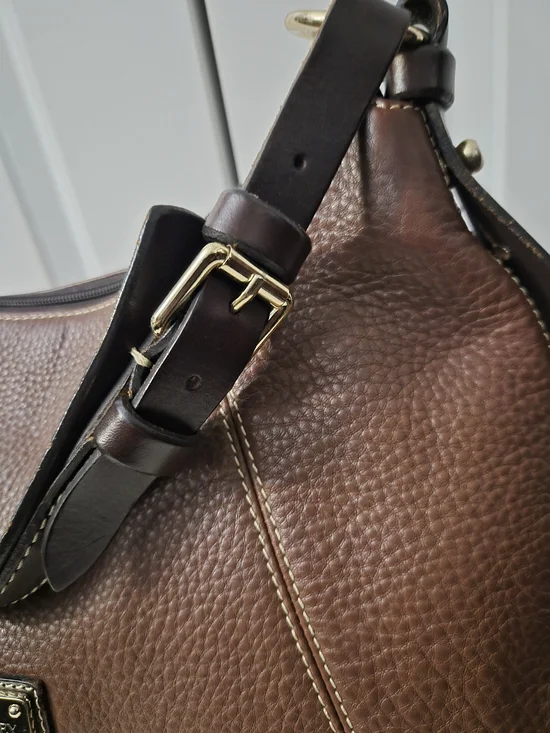 Dooney & Bourke Brown Pebbled Leather Shoulder Bag - Picture 3 of 14